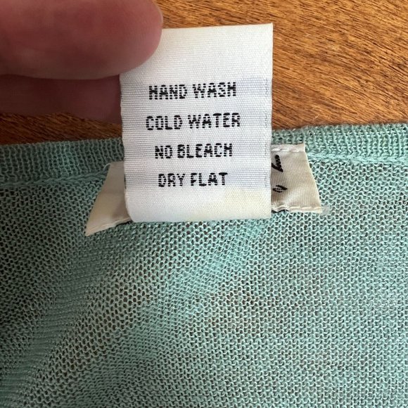 Citron Santa Monica Tunic Top Large Seafoam Green Knit Long Bell Sleeve Crochet‎ - Picture 12 of 13